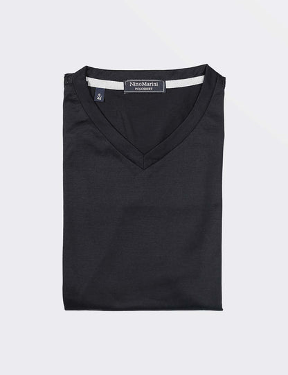 Black V-neck t-shirt for men