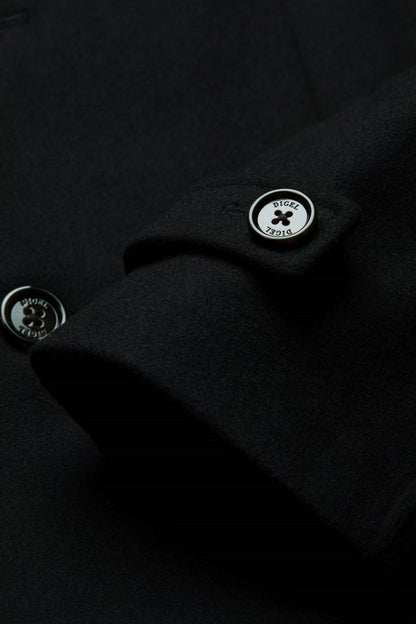 DIGEL Mao Collar Wool Coat, Black