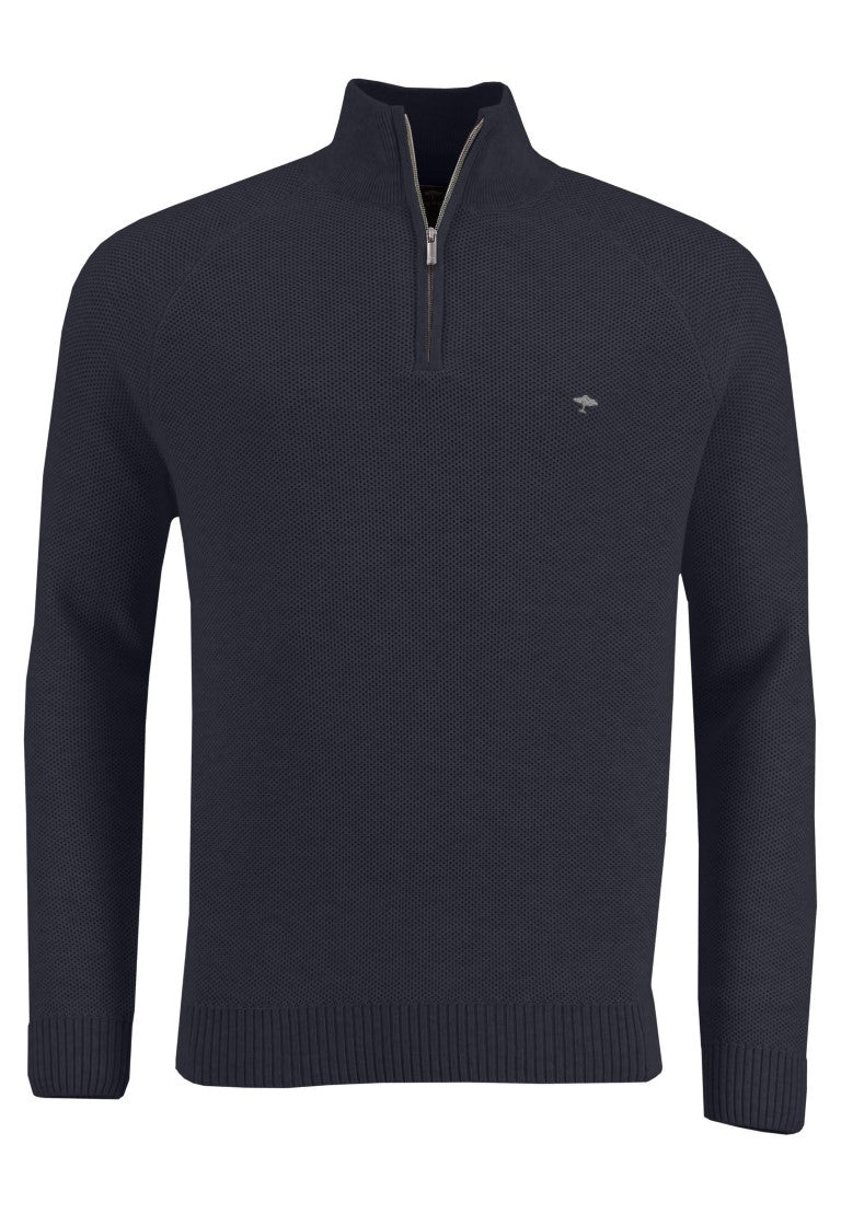 Fynch hatton knit jumper with troyer collar