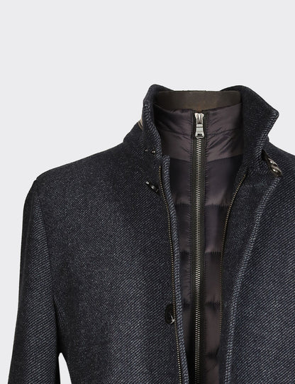 MILESTONE Wool Coat with Zipper, Blue Grey