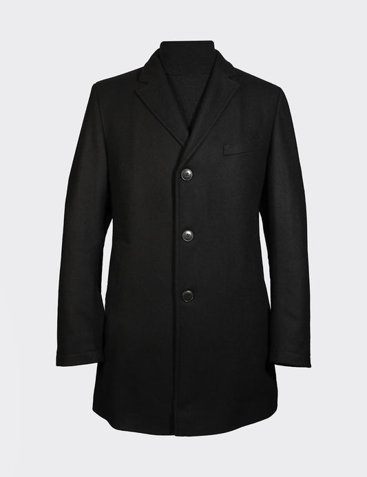 Carl Gross Wool and Cashmere Formal Black Coat for men