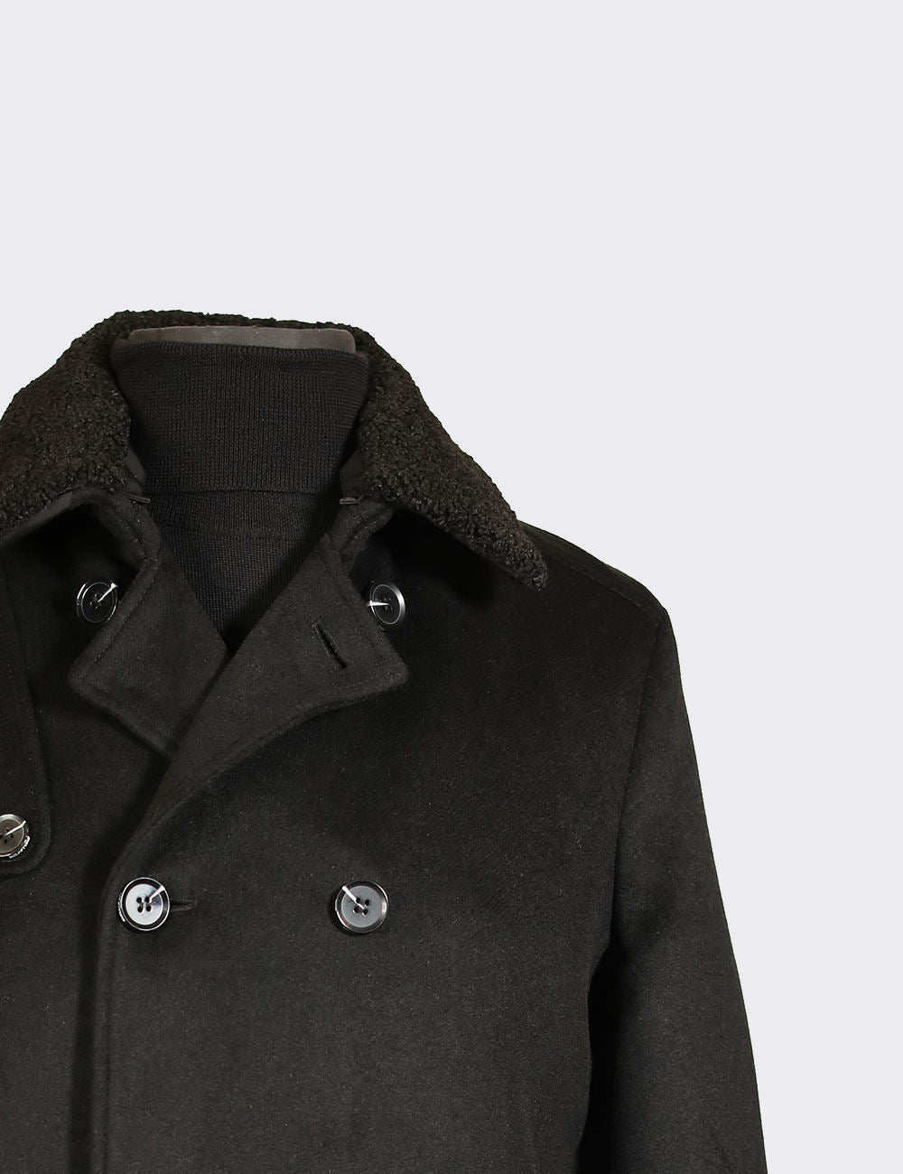 MILESTONE Double Breasted Wool Coat, Black