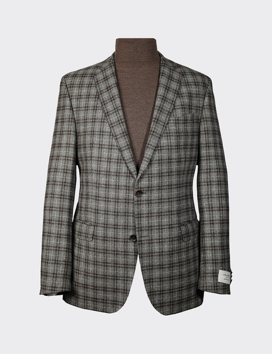 CARL GROSS Merino Wool Blazer, Patterned Grey