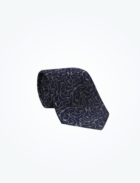 Lanvin Navy Pattern Silk Tie