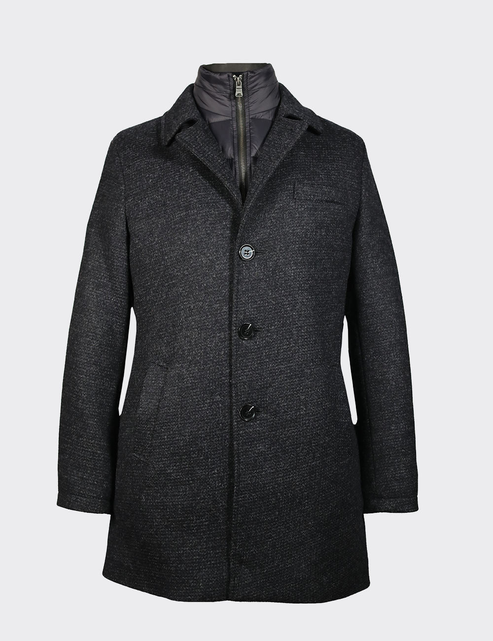 Wool Half Coat with Zipper