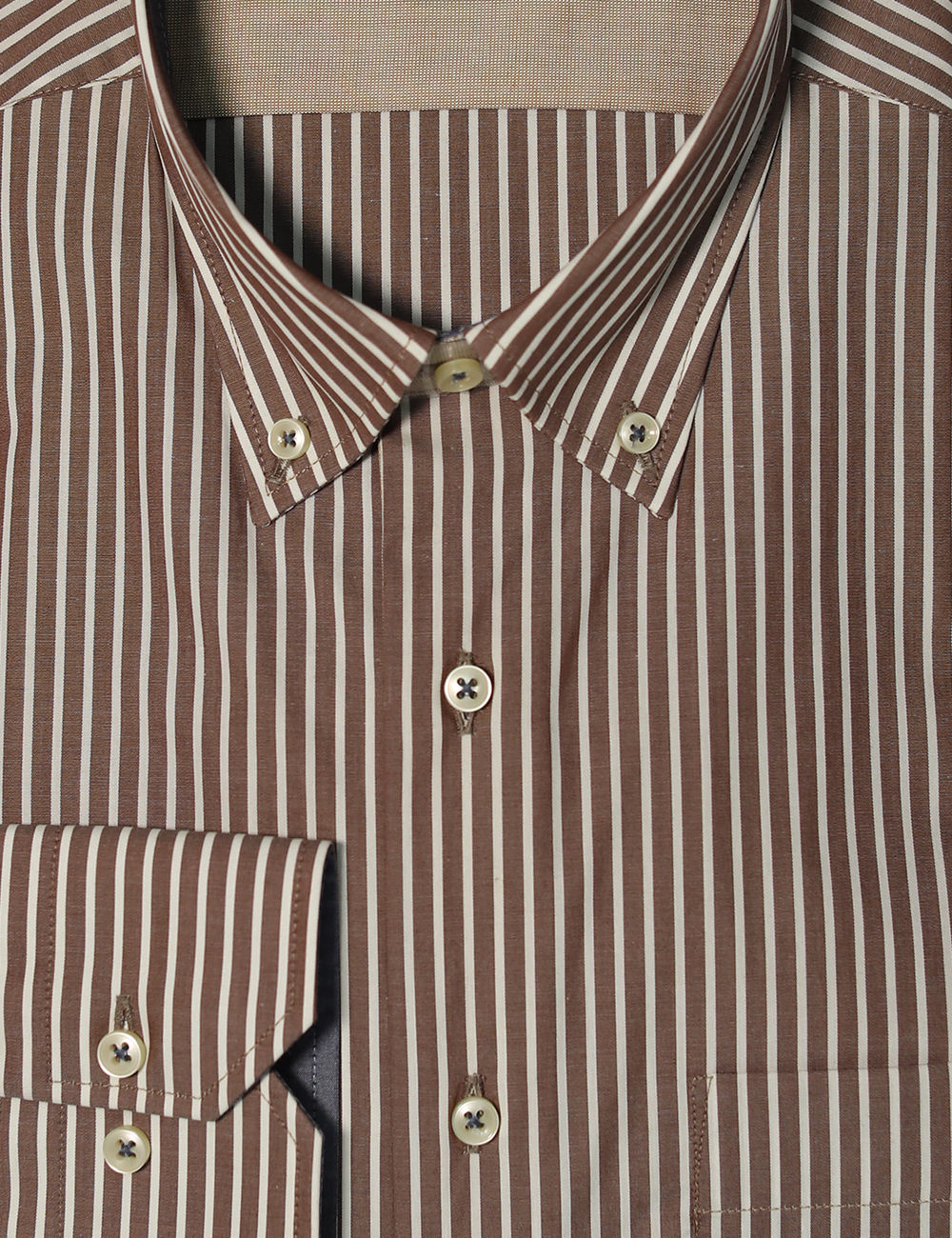 ANDREA ROSSI Tailored Fit Shirt, Striped Brown