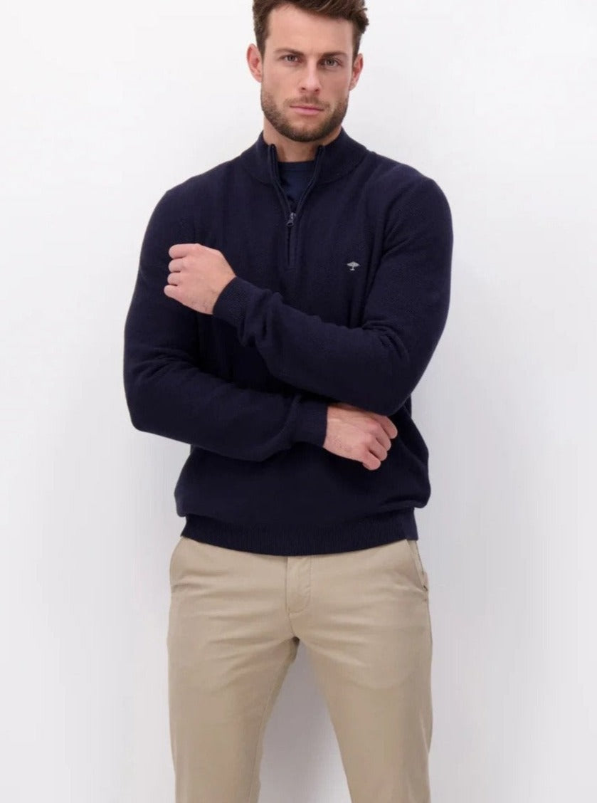 FYNCH-HATTON Textured Knit Jumper, Navy